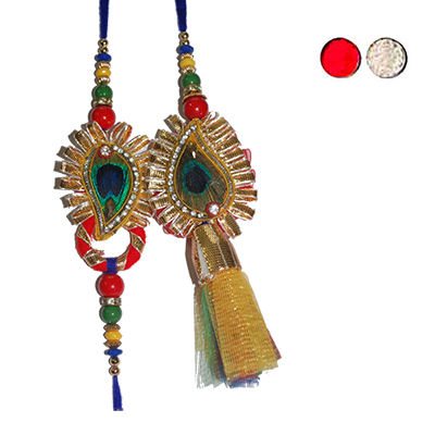 "Zardosi Bhaiya Bhabhi Rakhi - BBR- 908 A- code011 - Click here to View more details about this Product